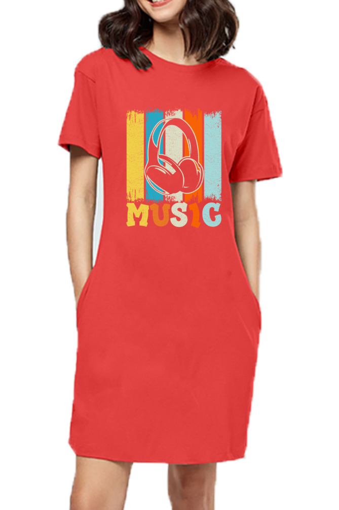 Female T-Shirt Dress - Music