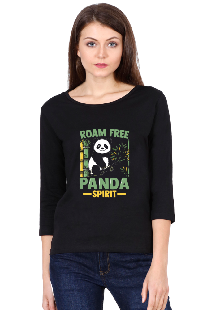 Female 3/4th Sleeve T Shirt -- Panda