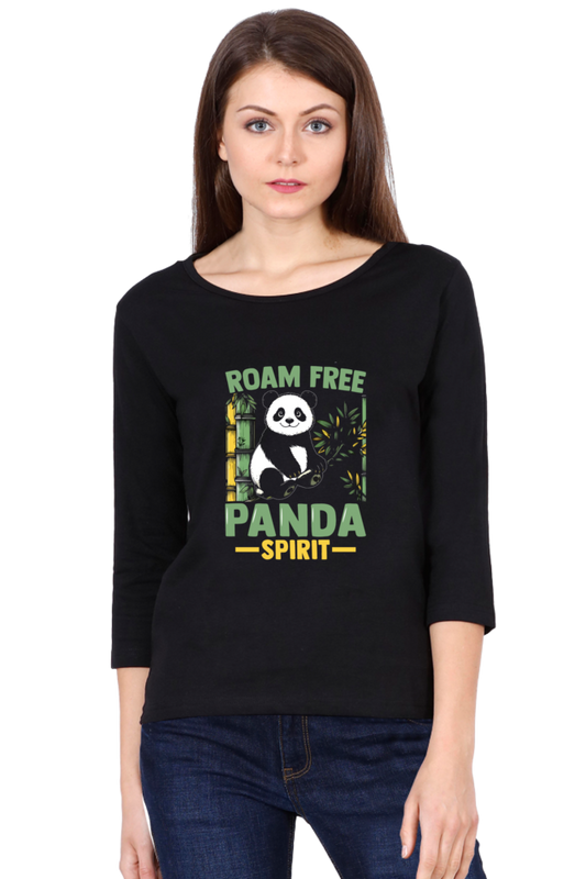 Female 3/4th Sleeve T Shirt -- Panda