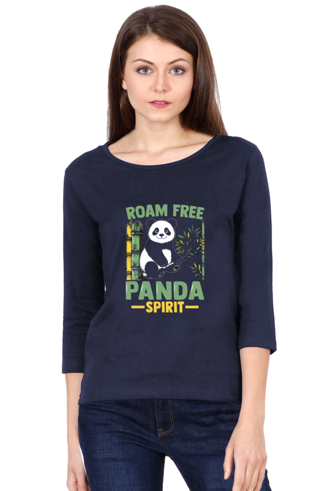 Female 3/4th Sleeve T Shirt -- Panda