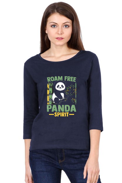Female 3/4th Sleeve T Shirt -- Panda