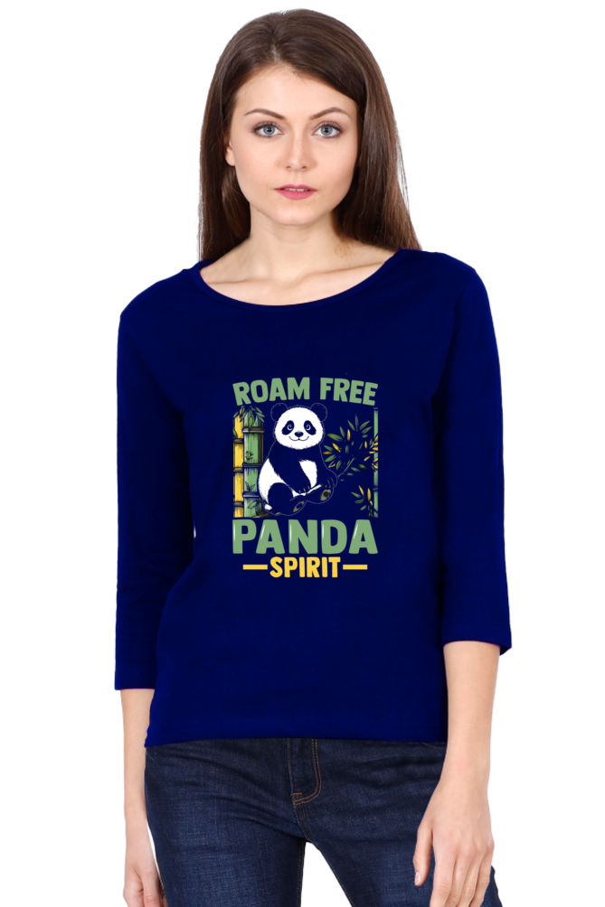 Female 3/4th Sleeve T Shirt -- Panda