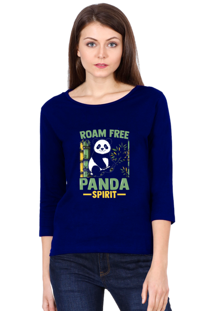 Female 3/4th Sleeve T Shirt -- Panda